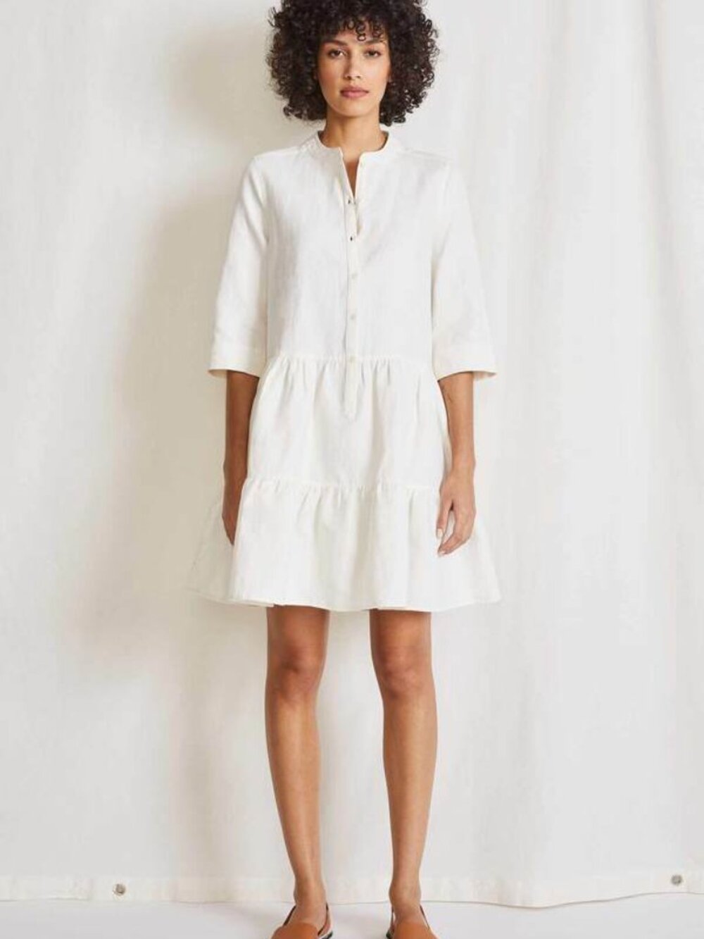 A Piece Apart Dress Maurino Drop Waist Mini Dress Women's XS Cotton Linen